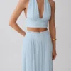 Top senza maniche con scollo all’americana plissettato Amaris – Azzurro Top senza maniche con scollo all’americana plissettato Amaris – Azzurro