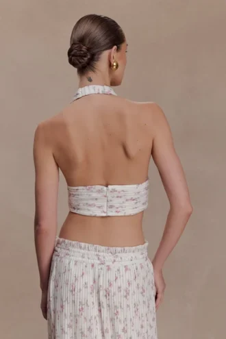 Top senza maniche con scollo all’americana plissettato Amaris – Stampa floreale a piccoli motivi