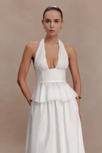 Top senza maniche con scollo all’americana River – Bianco