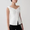 Top senza maniche con spalle scoperte e bottoni Billie – Bianco Top senza maniche con spalle scoperte e bottoni Billie – Bianco