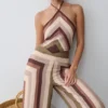 Top senza maniche in chiffon con scollo all’americana Thea – Righe multicolori Top senza maniche in chiffon con scollo all’americana Thea – Righe multicolori