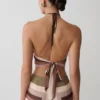 Top senza maniche in chiffon con scollo all’americana Thea – Righe multicolori Top senza maniche in chiffon con scollo all’americana Thea – Righe multicolori