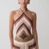 Top senza maniche in chiffon con scollo all’americana Thea – Righe multicolori Top senza maniche in chiffon con scollo all’americana Thea – Righe multicolori