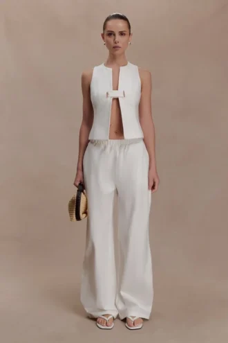 Top senza maniche in cotone Aldea – Bianco