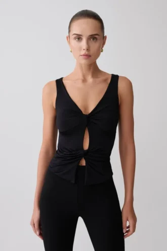 Top senza maniche Millie Twist – Nero