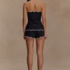 Top senza spalline con bordi smerlati Judith – Nero
