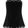 Top senza spalline con bordi smerlati Judith – Nero