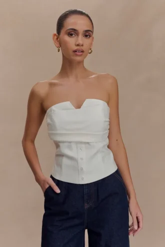 Top senza spalline in cotone Zillah – Bianco Top senza spalline in cotone Zillah – Bianco