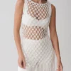 Vestito Devlin con nappine in macramè – Avorio