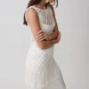Vestito Devlin con nappine in macramè – Avorio