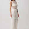Vestito Devlin con nappine in macramè – Avorio