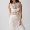 Vestito Devlin con nappine in macramè – Avorio