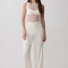 Vestito Devlin con nappine in macramè – Avorio