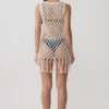 Vestito Devlin con nappine in macramè – Avorio