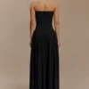 Vestito lungo con arricciature in cotone Maureen – Nero Vestito lungo con arricciature in cotone Maureen – Nero