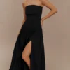 Vestito lungo con arricciature in cotone Maureen – Nero Vestito lungo con arricciature in cotone Maureen – Nero