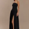 Vestito lungo con arricciature in cotone Maureen – Nero Vestito lungo con arricciature in cotone Maureen – Nero