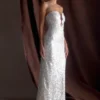 Vestito lungo con paillettes Makari – Bianco
