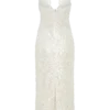 Vestito lungo con paillettes Makari – Bianco
