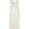 Vestito lungo con paillettes Makari – Bianco