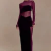 Vestito lungo Davina in velluto e rete – Viola Vestito lungo Davina in velluto e rete – Viola