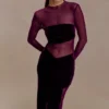Vestito lungo Davina in velluto e rete – Viola Vestito lungo Davina in velluto e rete – Viola