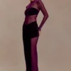 Vestito lungo Davina in velluto e rete – Viola Vestito lungo Davina in velluto e rete – Viola