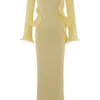 Vestito lungo in maglia con spalle scoperte Sandrine – Giallo limone