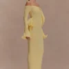 Vestito lungo in maglia con spalle scoperte Sandrine – Giallo limone