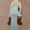 Vestito lungo in maglia lurex Sandrine – Acqua