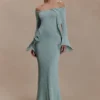 Vestito lungo in maglia lurex Sandrine – Acqua