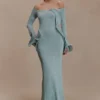 Vestito lungo in maglia lurex Sandrine – Acqua
