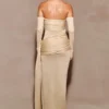 Vestito lungo in maglia metallizzata Ingrid – Bronzo