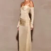 Vestito lungo in maglia metallizzata Ingrid – Bronzo