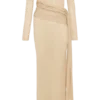 Vestito lungo in maglia metallizzata Ingrid – Bronzo
