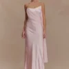 Vestito lungo in raso e chiffon Carah – Rosa pallido Vestito lungo in raso e chiffon Carah – Rosa pallido