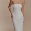Vestito lungo senza spalline con decorazioni Gemma – Avorio Vestito lungo senza spalline con decorazioni Gemma – Avorio