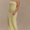 Vestito lungo senza spalline in crêpe Kalila – Giallo limone Vestito lungo senza spalline in crêpe Kalila – Giallo limone