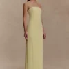 Vestito lungo senza spalline in crêpe Kalila – Giallo limone Vestito lungo senza spalline in crêpe Kalila – Giallo limone