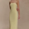 Vestito lungo senza spalline in crêpe Kalila – Giallo limone Vestito lungo senza spalline in crêpe Kalila – Giallo limone