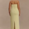 Vestito lungo senza spalline in crêpe Kalila – Giallo limone Vestito lungo senza spalline in crêpe Kalila – Giallo limone