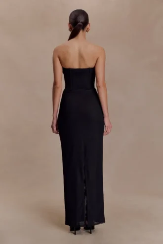 Vestito lungo senza spalline in rete Gemma – Nero Vestito lungo senza spalline in rete Gemma – Nero