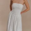 Vestito lungo senza spalline Maureen in broderie – Bianco Vestito lungo senza spalline Maureen in broderie – Bianco